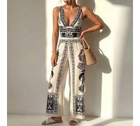 Shein Traje de baño de una pieza elegante de alta gama en blanco y negro con conchas marinas estilo bohemio para combinar con falda, conjunto de 2 piezas de