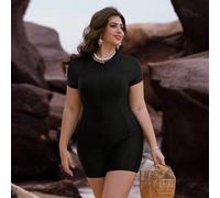 Shein Traje de baño tipo una pieza con cremallera, talla grande, para playa y vacaciones de verano