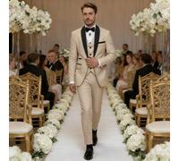 Shein Traje formal de negocios de marca premium, conjunto de 3 piezas, traje de unicolor (chaqueta + chaleco + pantalones) para novio de boda, traje de esmo