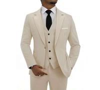 Shein Trajes de 3 piezas beige para hombres, Blazer&Chaleco&Pantalones, Para negocios formales/Oficina