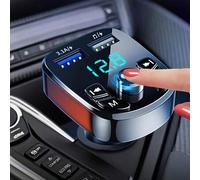 Shein Transmisor FM para coche Bluetooth 5.0 Kit de manos libres para coche Modulador de audio MP3 Receptor de audio 2 USB Cargador rápido Compatible con Ap