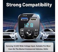 Shein Transmisor FM para coche Bluetooth 5.0 Kit manos libres para coche Modulador de audio MP3 Receptor de audio 2 USB Cargador rápido Compatible con Apple