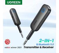 Shein Transmisor receptor Bluetooth 5.0 2 en 1 UGREEN, adaptador inalámbrico Bluetooth de 3.5 mm con baja latencia para sistemas de sonido del hogar y TV
