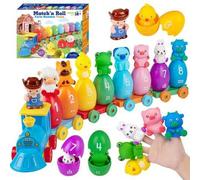 Shein Tren de Granja Montessori para Niños Pequeños, Contar & Clasificar, 8 Animales de Granja + Títere de Dedo de Granjero, Regalo para Pascua/Navidad/Cump