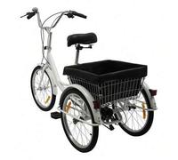 Shein Triciclo premium para adultos de 20 pulgadas con 8 velocidades, elegante diseño de ballet, triciclo para adultos con asiento ajustable, manubrio y can