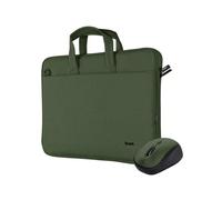 Shein Trust Bologna Pack de Maletín para Portátil y Ratón, Eco Maletín para Portátil de Hasta 16", Correa Ajustable para Hombro, Ratón 800-1600 PPP, Microrr