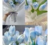 Shein Tulipanes artificiales azules con un toque realista, en forma de ramos de flores artificiales. Son adecuados para arreglos de boda, ramos de novia DIY