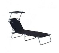 Shein Tumbona de jardín plegable Outsunny con sombrilla 187x58x36 cm en negro, ideal para terraza y balcón