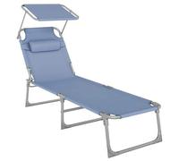 Shein Tumbona plegable, 193 x 53 x 29 cm, capacidad de carga 150 kg, parasol, respaldo ajustable, jardín, piscina, terraza.