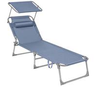 Shein Tumbona Plegable, Tumbona, 193 x 53 x 29 cm, Capacidad 150 kg, Parasol, Respaldo reclinable, jardín, Piscina, terraza, Azu