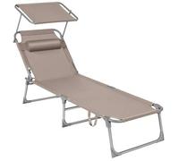Shein Tumbona Plegable, Tumbona, 193 x 53 x 29 cm, Capacidad 150 kg, Parasol, Respaldo reclinable, jardín, Piscina, terrazaColor Topo