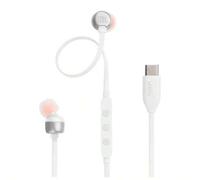 Shein Tune 310C Hi-Res Wired Earbuds, Pure Bass JBL Sound, USB-C Connection, Three-Key Remote with Microphone, Tangle-free Flat Cable, White