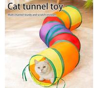 Shein Túnel plegable para gatos de estilo arcoíris, juguete plegable para túnel de mascotas apto para gatos y conejos, uso en interiores y exteriores, portá