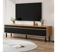 Shein TV-Schrank, TV-Ständer, TV-Panel y 4 Türen. Textura fina. Erhältlich in Schwarz o Naturholz. Alto 47 cm / Largo 170 cm / Ancho 38 cm
