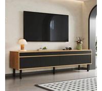 Shein TV-Schrank, TV-Ständer, TV-Panel y 4 Türen. Textura fina. Erhältlich in Schwarz o Naturholz. Alto 47 cm / Largo 170 cm / Ancho 38 cm