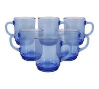 Shein U HOME - Duralex Set 6 Tazas Vidrio Templado Apilables, Taza Cocina Resistente para Café Té Desayuno, Uso Diario