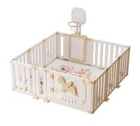 Shein Ubravoo Parque infantil multifuncional con canasta de baloncesto y pizarra blanca, parque infantil de seguridad Angel Horse con 30 pelotas de colores,