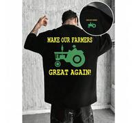 Shein üBERGR?SSE Tractor Farmer Graphic T-shirt, Herren-T-Shirt mit beidseitigem Aufdruck, modisch, l?ssig, Rundhalsausschnitt, 220 g/m2, reine Baumwolle (1