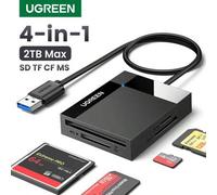 Shein UGREEN Lector de tarjetas 4 en 1 Type C USB 3.0 de 0.5 metros, puede leer 4 tarjetas simultáneamente para tarjetas de memoria digital TF SD Micro SD