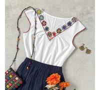 Shein Última blusa de mujer con cuello en V, diseño de cintura estilizante y volantes, para primavera/verano