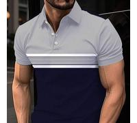 Shein Última camiseta polo de manga corta popular para hombres, camiseta polo deportiva de hombre con estampado digital a rayas para el verano
