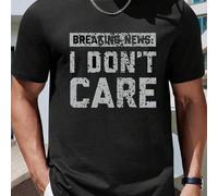 Shein Últimas noticias: "Me da igual", camiseta de hombre con cuello redondo, 220 g/m², para verano, de puro algodón, manga corta (1 pieza)
