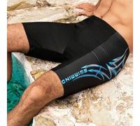 Shein Últimos pantalones cortos de natación para hombres de longitud hasta la rodilla para deportes al aire libre y vacaciones casuales, con alta elasticida