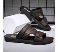 Shein Últimos Pantuflas Duales para Hombres 2025, Zapatos de Playa de Moda, Estilo Coreano, Material de PU, Suela Suave para Interior/Exterior, Adecuado par