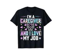 Shein Ultra Soft 100% Cotton Funny Nurse Caregiver T-Shirt - Crew Neck, Breathable - I'm a Caregiver and I Love My Job Gift for Thanksgiving Christmas Men W