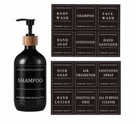 Shein Un conjunto de etiquetas de almacenamiento de botes de baño simples para champú, gel de baño, loción, jabón de manos, jabón de platos, etiquetas imper