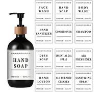 Shein Un conjunto de etiquetas de almacenamiento de botes de baño simples para champú, gel de baño, loción, jabón de manos, jabón de platos, etiquetas imper