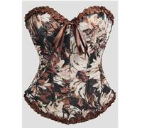 Shein Un corsé dulce, sin tirantes y ajustado con un estampado de pintura al óleo, con ropa interior con estructura de espina de pescado y una prenda que co