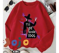 Shein Un mago con llamas moradas por todo el cuerpo y un eslogan con la frase "Seré tu ídolo". Sudadera de hombros caídos para niño/niña, con curvas extragr