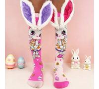 Shein Un par de calcetines sobre la rodilla con tema de conejito lindo para niñas, con decoraciones 3D de falda, orejas o pequeñas manos. Adecuado para uso