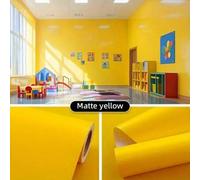 Shein Un rollo de papel tapiz autoadhesivo amarillo, unicolor mate PVC de 15.7in X 39.3/118.1/196.8in a prueba de agua y resistente al aceite, fácil de limp