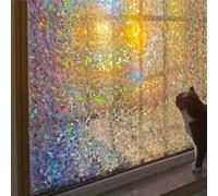 Shein Un rollo de película estática adhesiva de PVC de vidrio de color es adecuada para ventanas francesas de baño y aseo, es impermeable, a prueba de humed