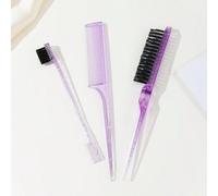 Shein Un set de cepillo de cola puntiaguda para polvos sueltos, cepillo de control de bordes de doble cabeza y cepillo esponjoso para peinar el cabello, cep