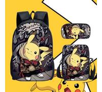 Shein Un set impreso de Pokémon que incluye mochila, estuche para lápices y bolso bandolera de Pokekachu, de poliéster cómodo y con reducción de carga, para