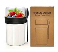 Shein Un set portátil de ensalada de frutas, cereales y taza de yogur: a prueba de fugas, apto para lavavajillas, adecuado para el trabajo, la escuela y los