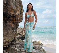 Shein Un vestido con estilo hawaiano sin espalda, con adornos de encaje, decorado con cuentas y ajustado al Body, que es a la vez seductor y encantador. Per