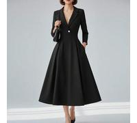 Shein Un vestido elegante de dama con cuello en V profundo de moda francesa. Una camisa versátil de estilo europeo y americano. Un estilo académico estiliza