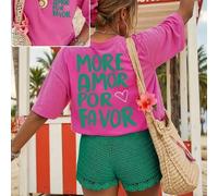 Shein Una blusa hecha a medida, 97% de algodón, un atuendo de concierto para mujer, lleno de vibras de verano, atmósfera de verano, villa de verano, de aque