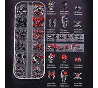 Shein Una caja de accesorios metálicos de estilo gótico oscuro y dulce de Croix Heart, caja de tira larga de doce compartimentos, diseños de calavera, ar