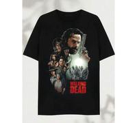 Shein Una camiseta de cuello redondo de manga corta con elementos de la serie de televisión The Walking Dead, hecha de [Material], perfecta para el verano.