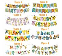 Shein Una colección de exquisitas y talla grande vendidas pancartas de decoración de fiestas de Pokémon, pancartas de decoración de cumpleaños feliz de Poké