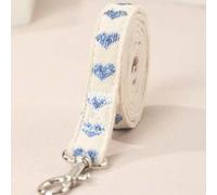 Shein Una correa de mascota de poliéster azul claro de moda con un patrón de corazón, adecuada para gatos y perros para jugar al aire libre (no adecuada par