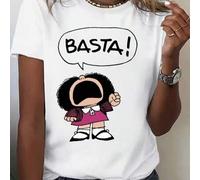 Shein Una nueva camiseta de primavera/verano, con un personaje de dibujos animados gritando "¡BASTA!", perfecta para deportes, fitness y correr. Diseño eleg