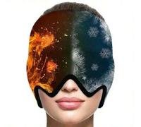 Shein Una nueva gorra negra con bolsa de hielo de gel refrescante, gorro para tratamiento de frío y calor, alivio de la migraña, gorro para dormir con compr