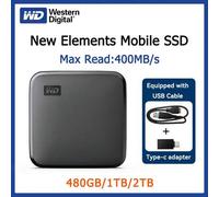 Shein Unidad de estado sólido portátil Western Digital WD NEW Elements SE de 480GB, 1TB, 2TB con lectura de 400MB/s, interfaz USB3.2, compatible, equipada c