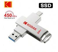 Shein Unidad de estado sólido SSD externa portátil Kodak USB3.1 Tipo C 6Gbps 450MB/s X203, Body de metal, a prueba de agua y anti-colisión, compatible con P